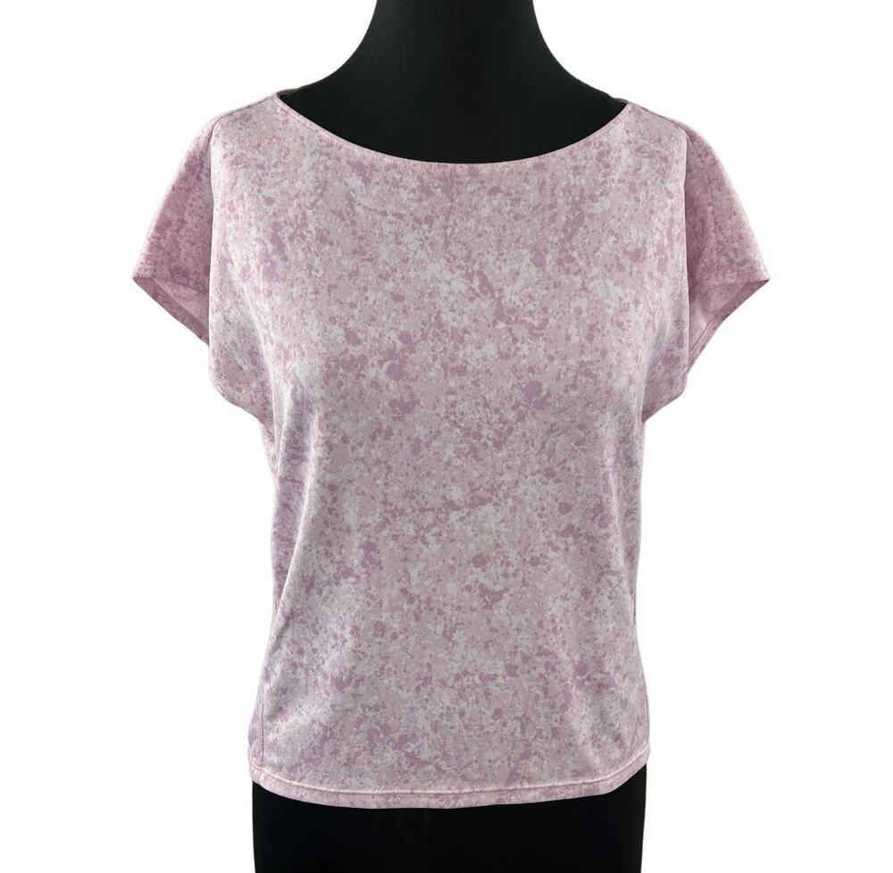 UNIQLO Meguru Yamaguchi DRY-EX Pink Paint Splatter Short Sleeve Tee Dolman XS